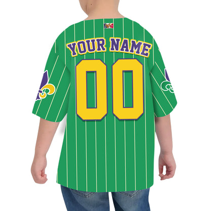 Custom Tkb40 Green Stripe Kid Baseball Jersey