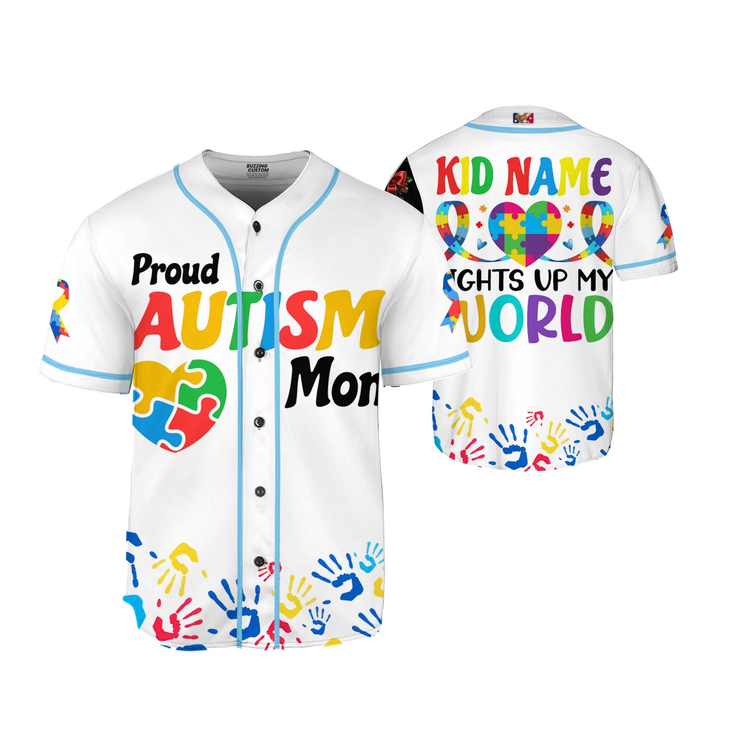 Custom Kid Mom White Baseball Jersey Autism Awareness Gift For Him And Her TKB68
