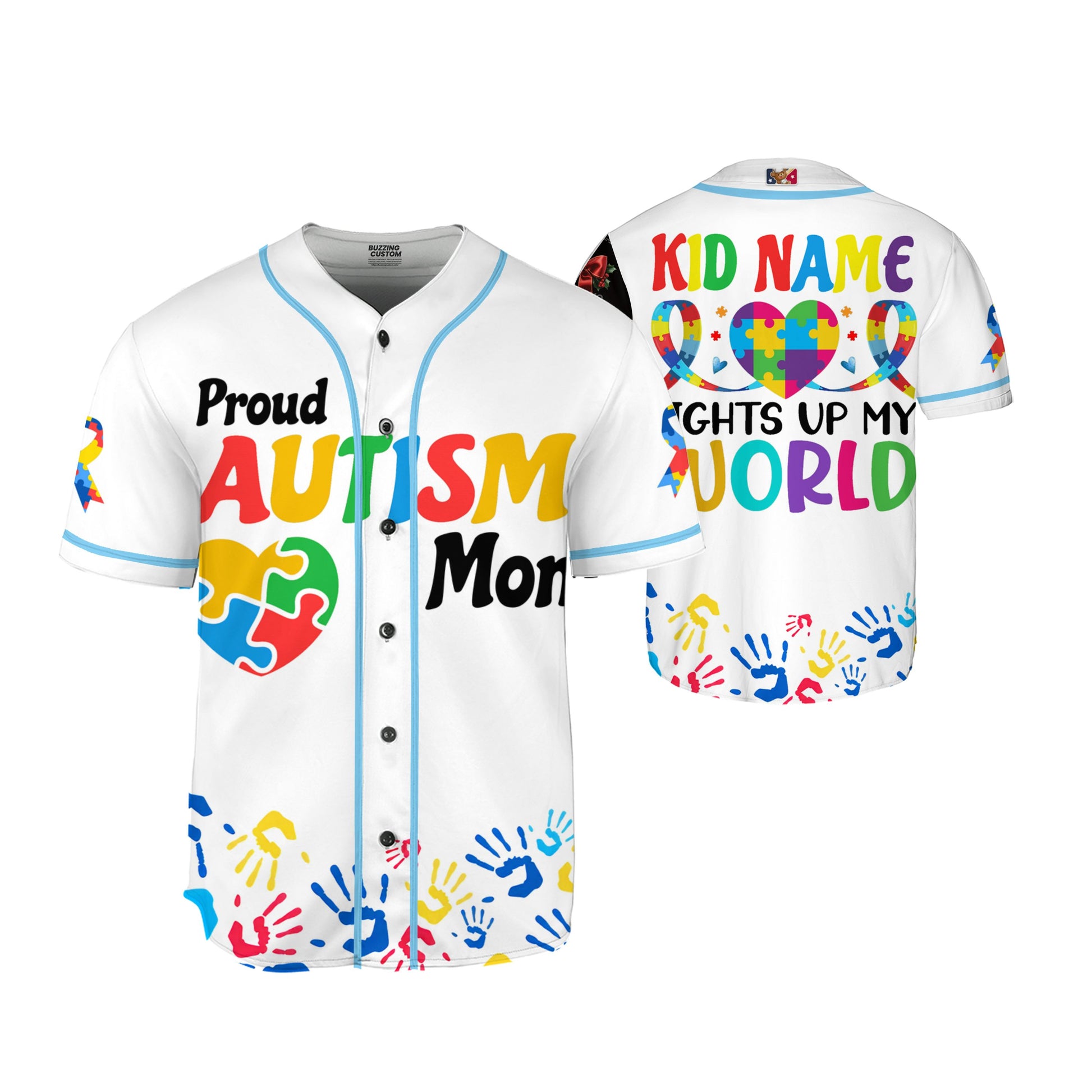 Custom Kid Mom White Baseball Jersey Autism Awareness Gift For Him And Her TKB68