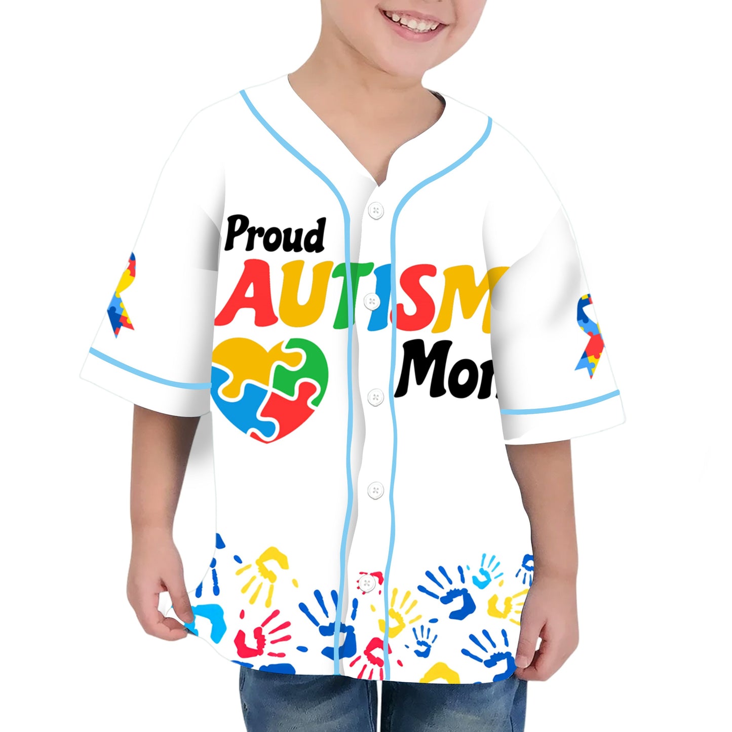 Custom Kid Mom White Baseball Jersey Autism Awareness Gift For Him And Her TKB68
