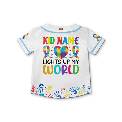 Custom Kid Dad White Baseball Jersey Autism Awareness Gift For Him And Her TKB68