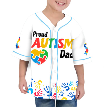 Custom Kid Dad White Baseball Jersey Autism Awareness Gift For Him And Her TKB68