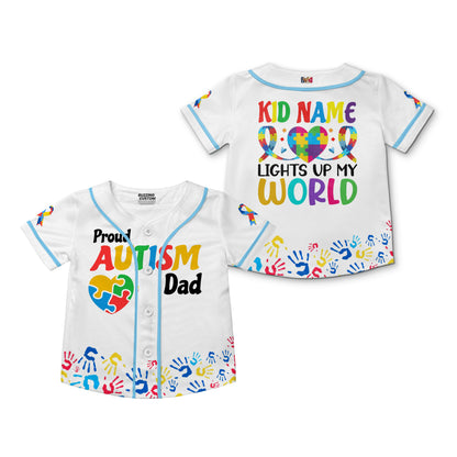 Custom Kid Dad White Baseball Jersey Autism Awareness Gift For Him And Her TKB68