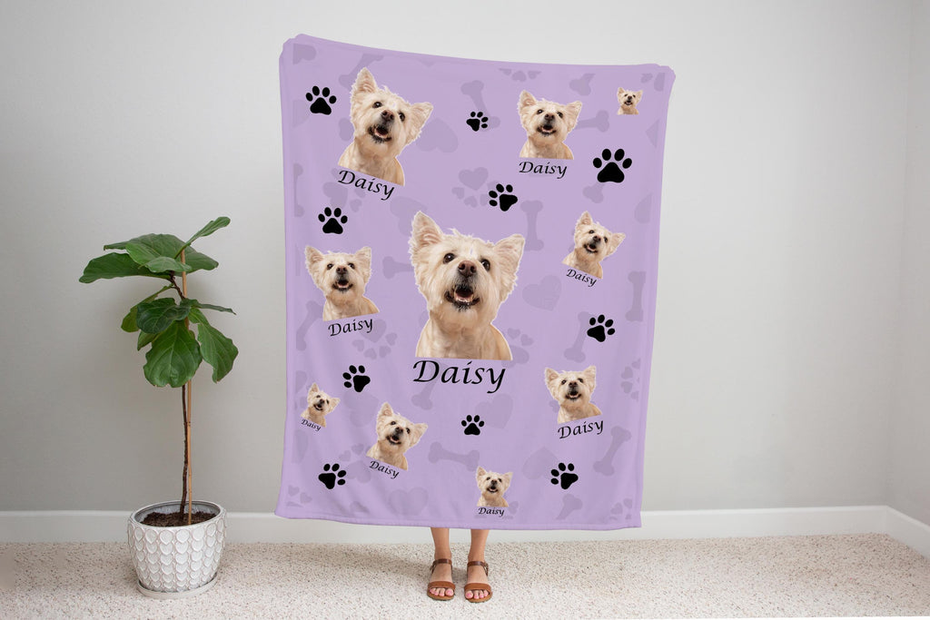 Custom face Photo Blanket, Dog Cat Picture Bedding Blanket With Text, Memorial Pet Face, Personalized Pet Blanket Using Pet Photo 1776554774