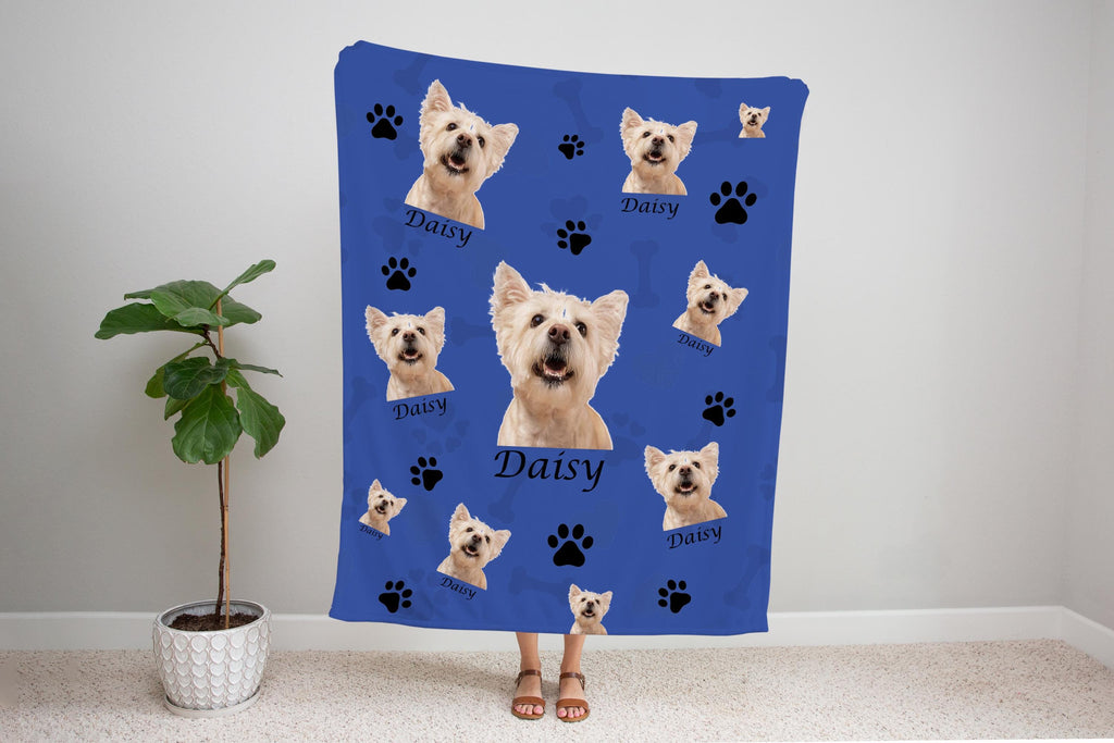 Custom face Photo Blanket, Dog Cat Picture Bedding Blanket With Text, Memorial Pet Face, Personalized Pet Blanket Using Pet Photo 1776554774