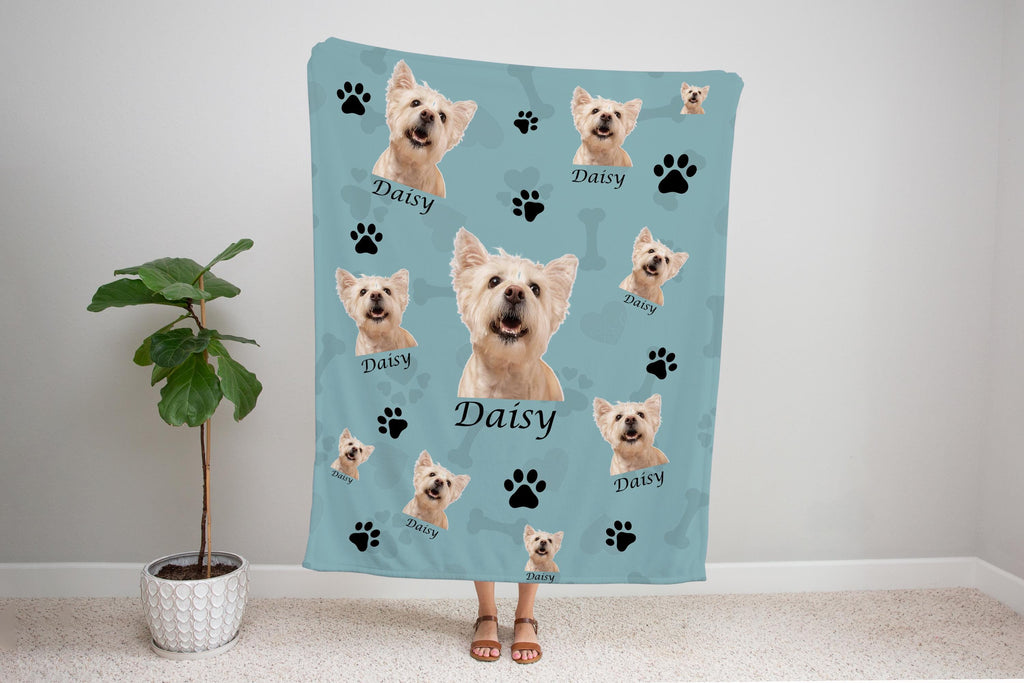 Custom face Photo Blanket, Dog Cat Picture Bedding Blanket With Text, Memorial Pet Face, Personalized Pet Blanket Using Pet Photo 1776554774