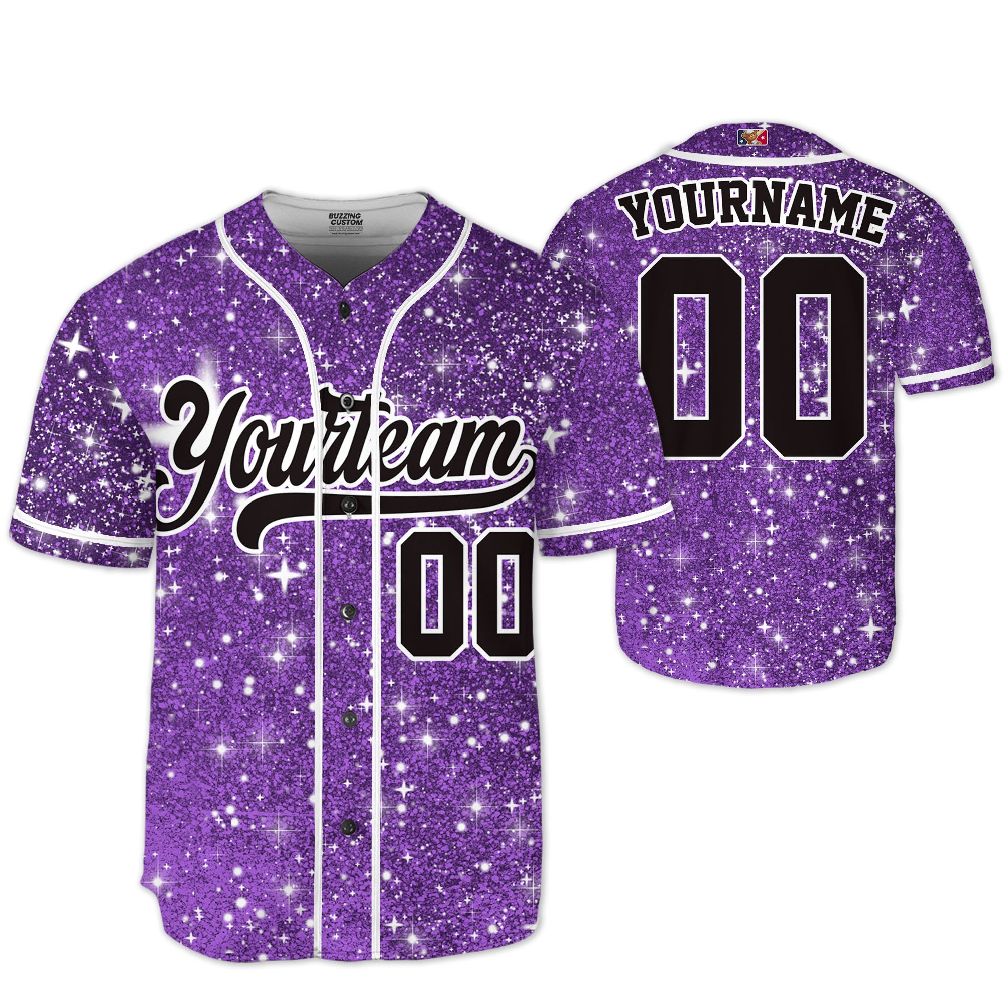 Custom Amazing Glitter Star Simple Green Kid Baseball Jersey