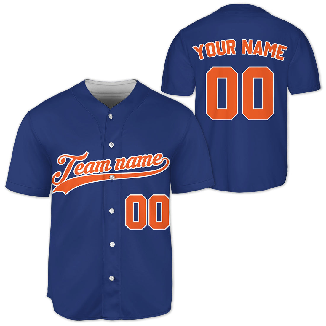 Custom-Blue-Orange--Baseball-Jersey
