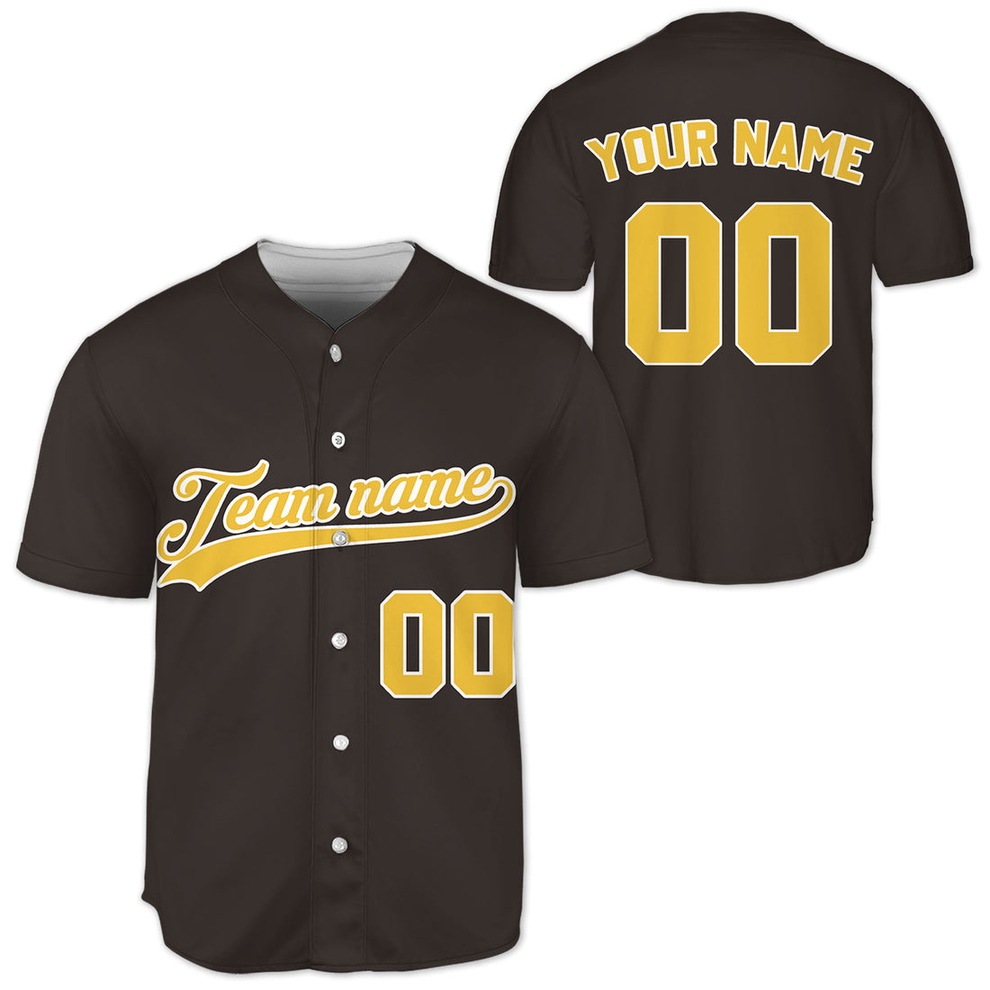 Custom-Brown-Yellow-Baseball-Jersey