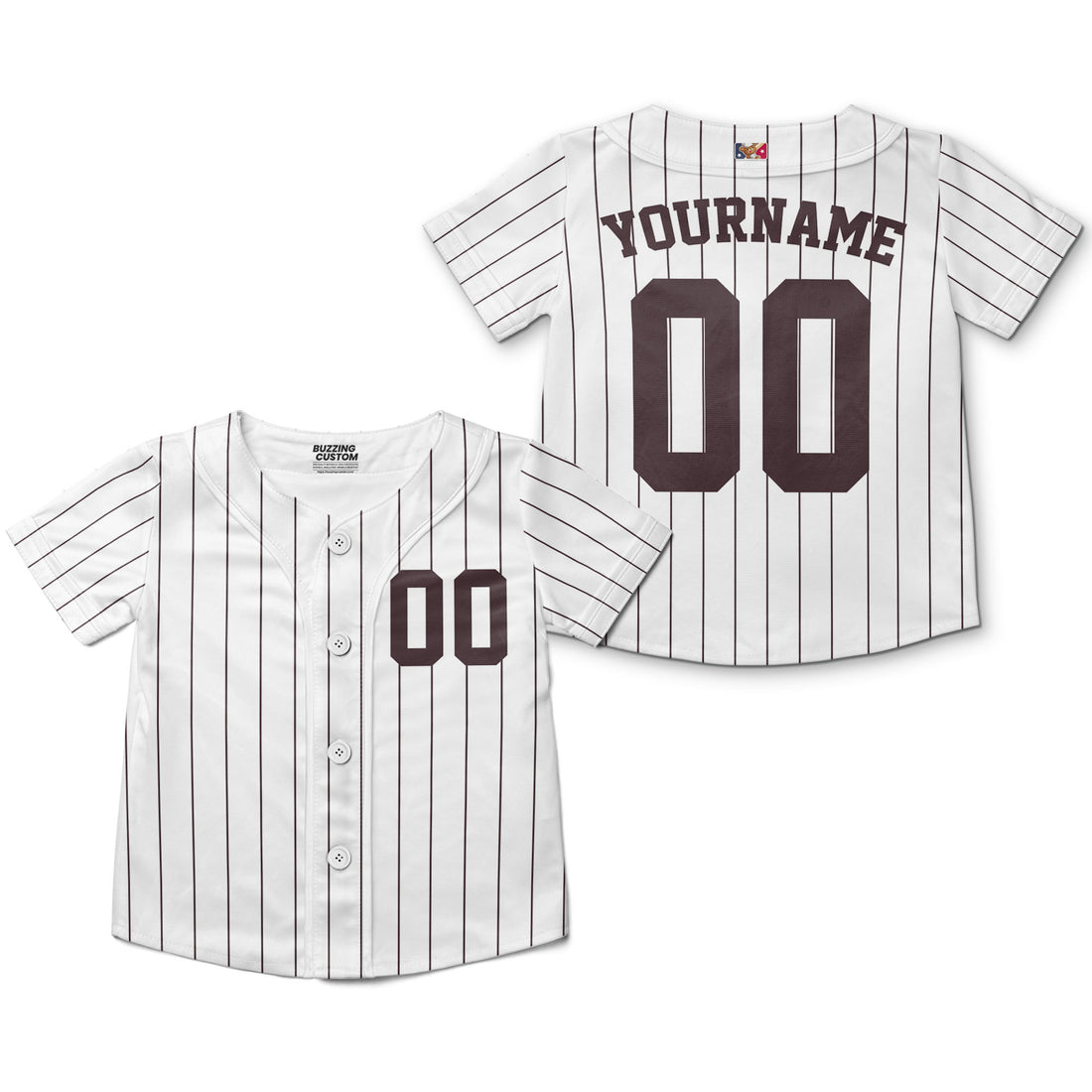 custom-cute-kids-pinstripe-simple-dark-brown-baseball-jersey-6907