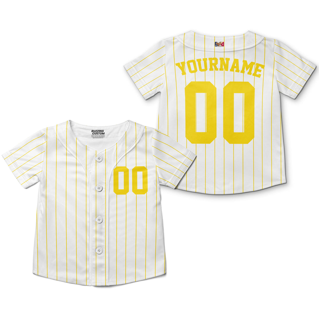 custom-cute-kids-pinstripe-simple-yellow-baseball-jersey-4532