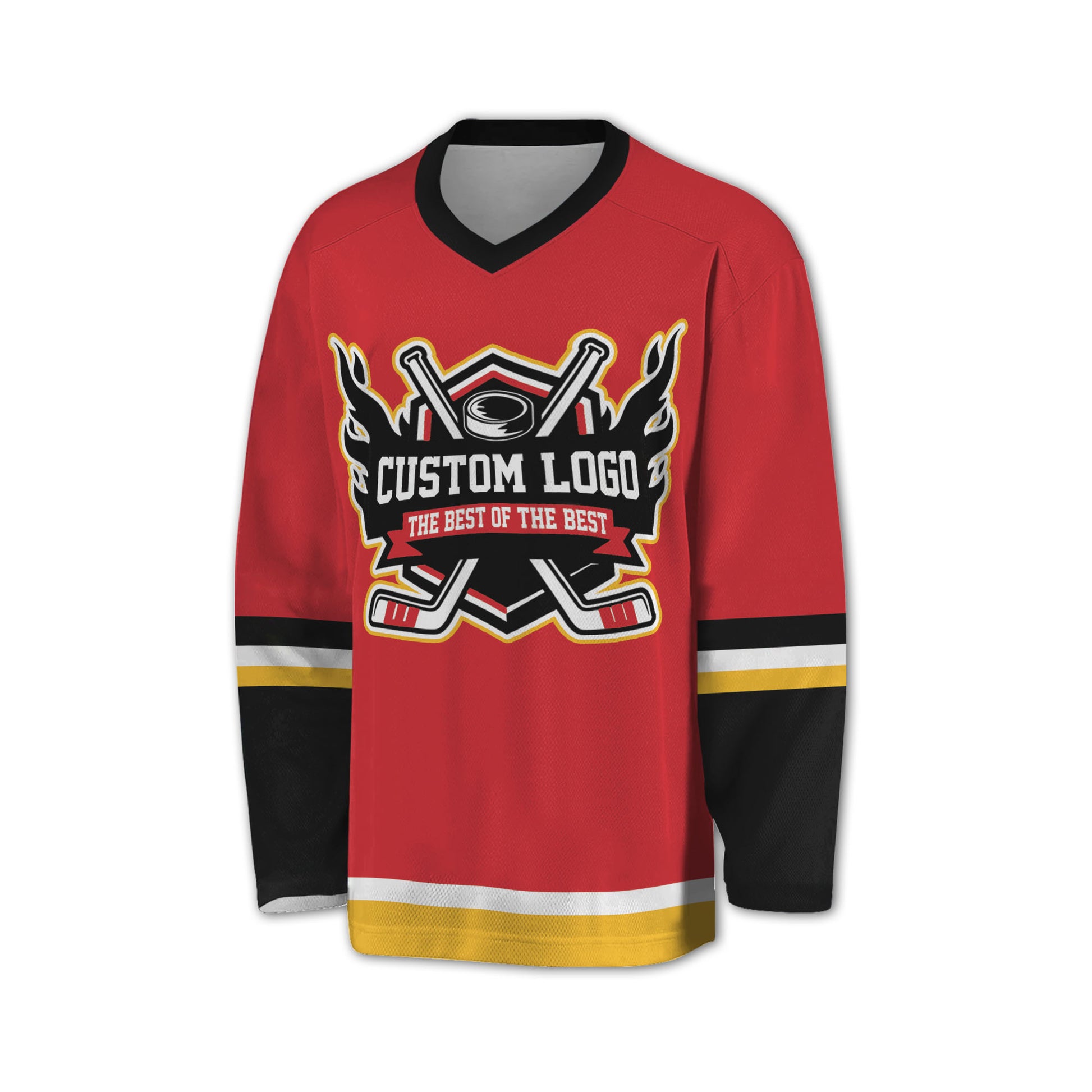 Custom Famous Team CF Flaming All Red and Black Hockey TKA27