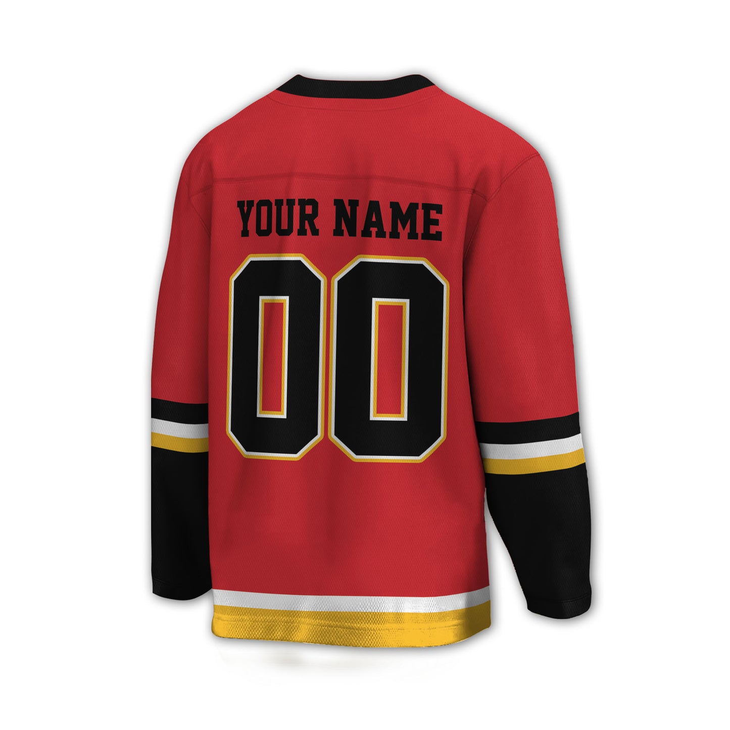 Custom Famous Team CF Flaming All Red and Black Hockey TKA27