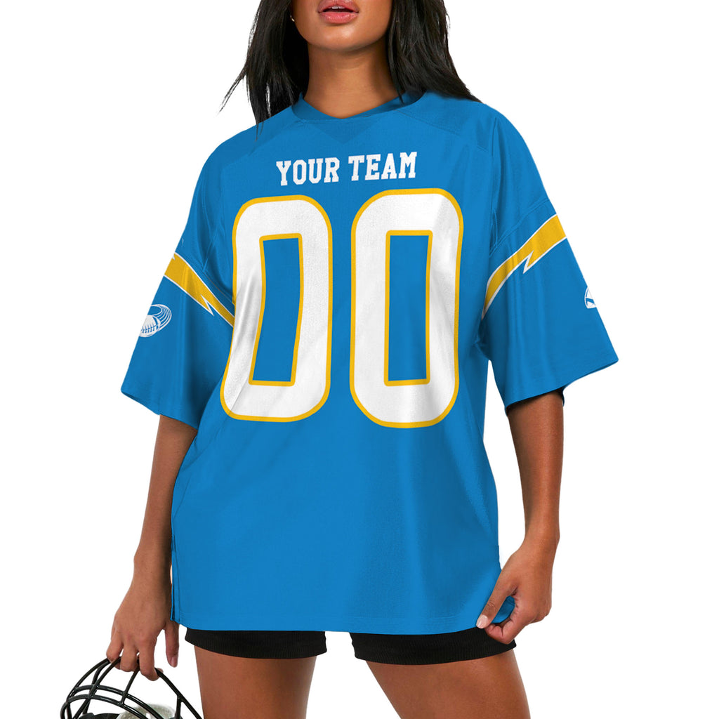 Custom-Famous-Team-Super-Charger-Sport-Classic-Blue-Football-Jersey--I3