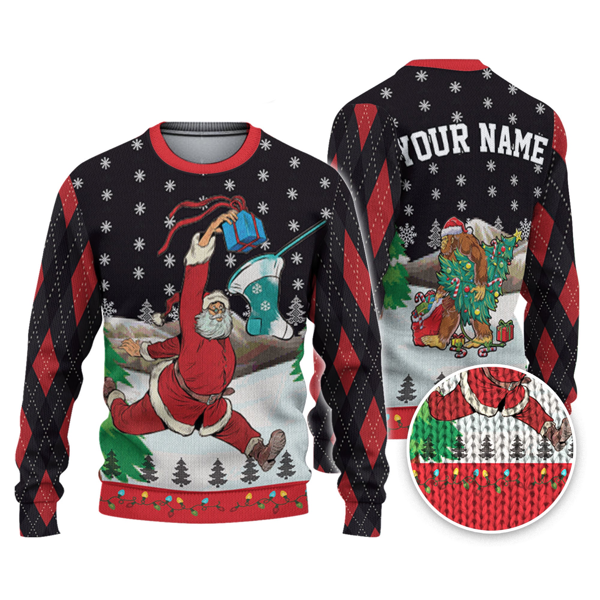 Custom Funny Christmas Holiday Santa Sport Basketball Ugly Sweater TKA Buzzing Custom