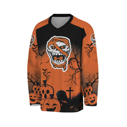 Custom Halloween Hockey Team Pumpkin Mummy Orange Cosplay I3