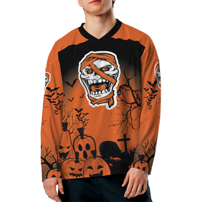 Custom Halloween Hockey Team Pumpkin Mummy Orange Cosplay I3