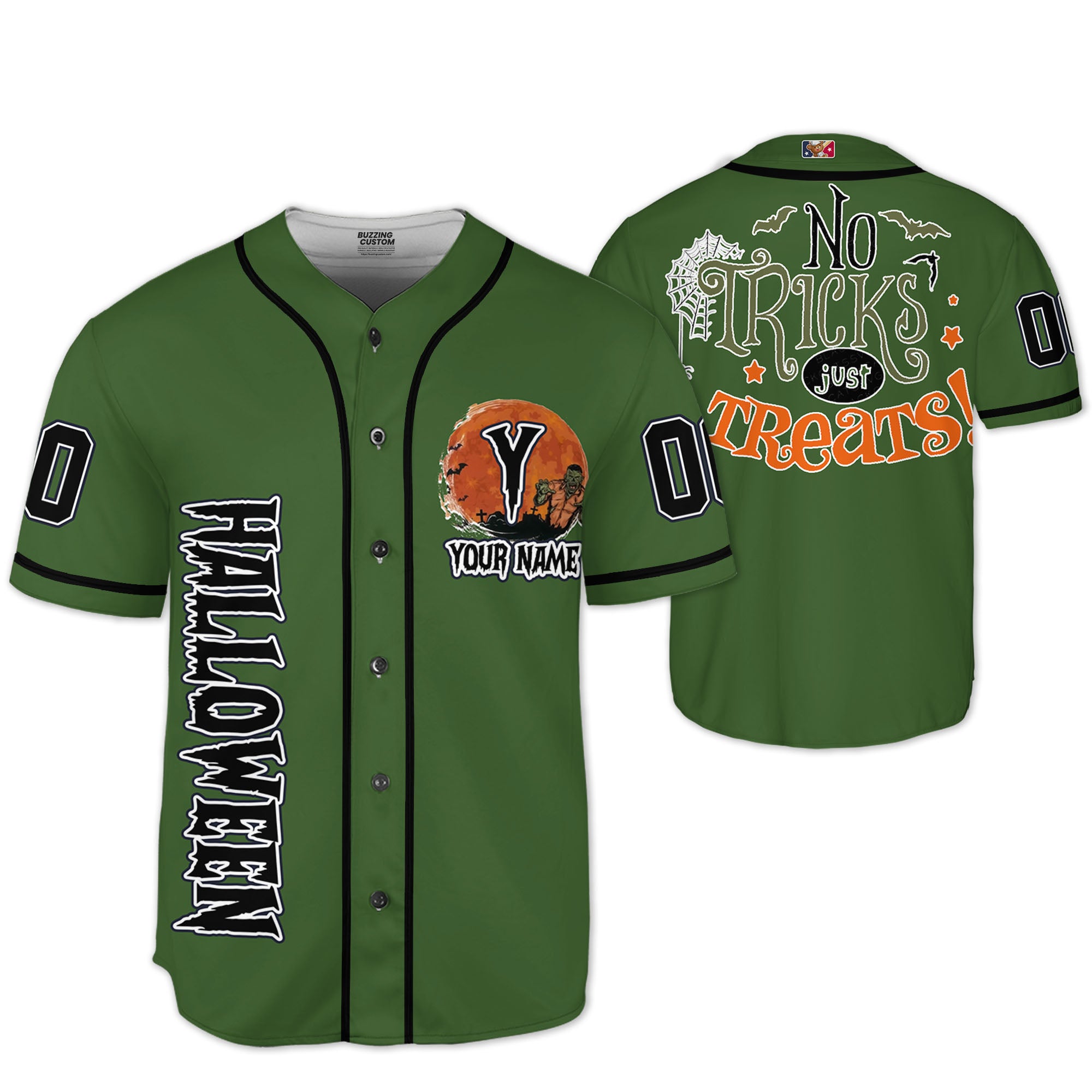 custom-halloween-simple-quote-no-tricks-baseball-jersey-i1-4986