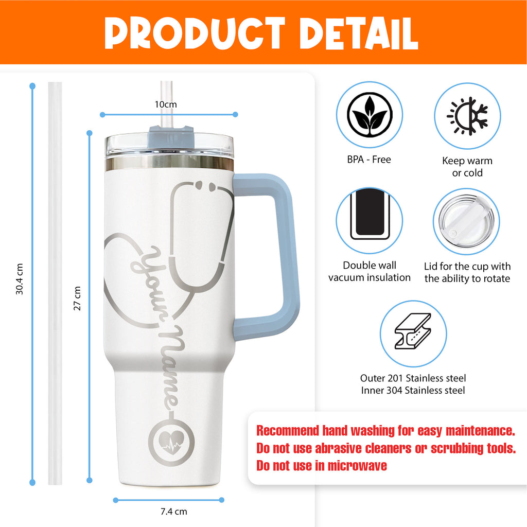 Custom Name Nurse Engraved 40oz Tumbler