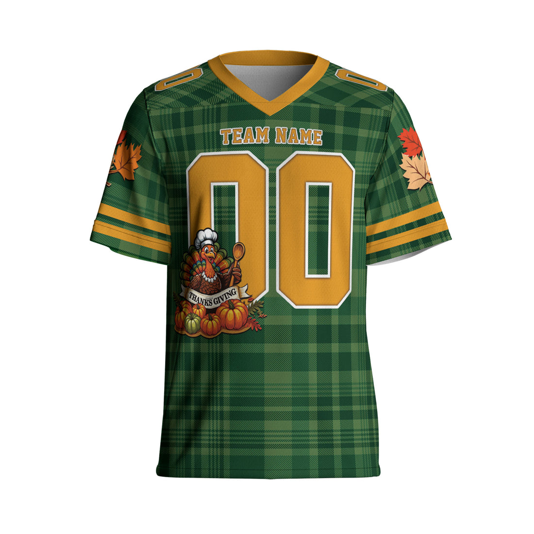 custom-thanksgiving-turkey-football-jersey-dark-green-tka88-8984