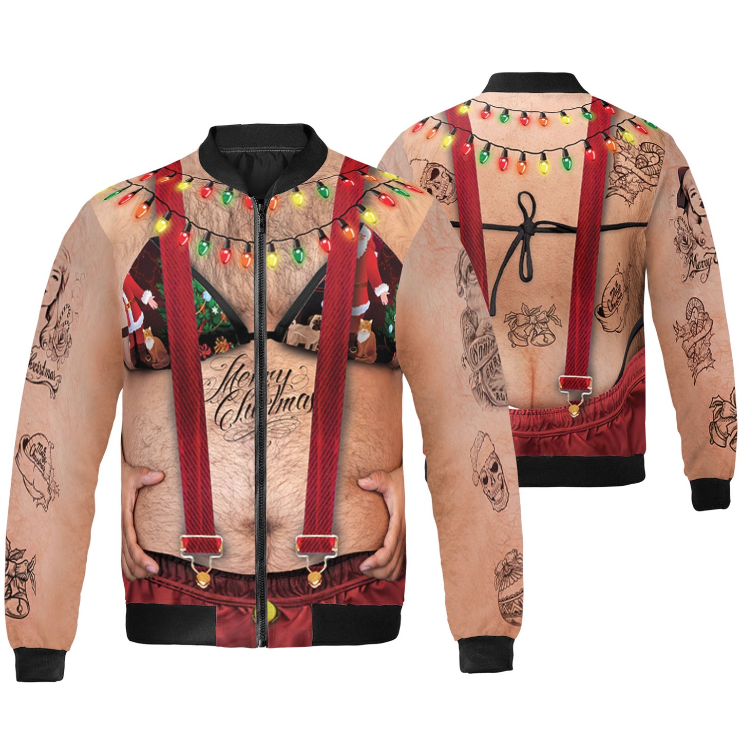 Custom Ugly Hairy Fat Santa Funny Shirt Cosplay TKA34