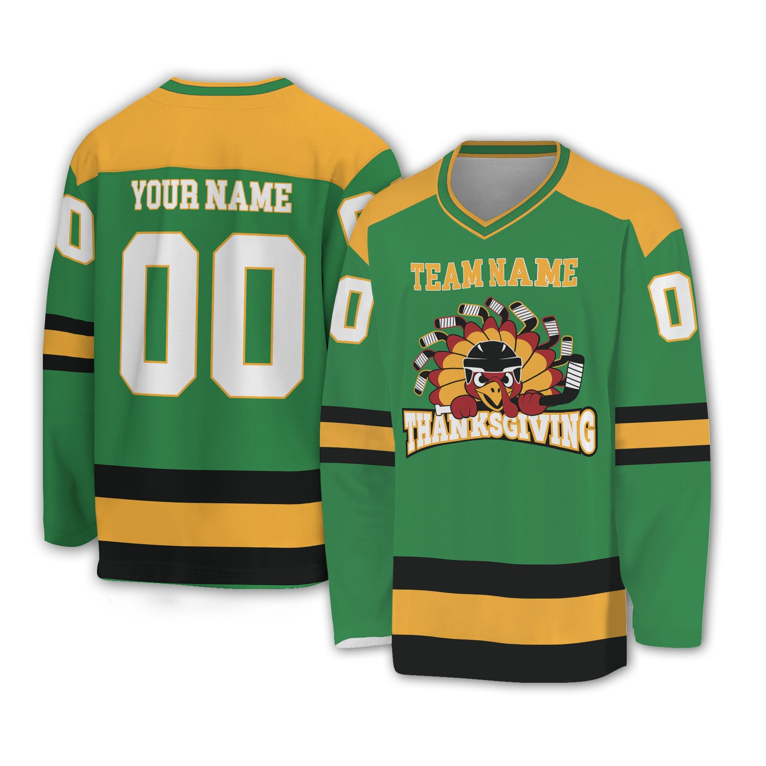 customized-hockey-jersey-thanksgiving-chicken-logo-green-basic-vdd35-3494