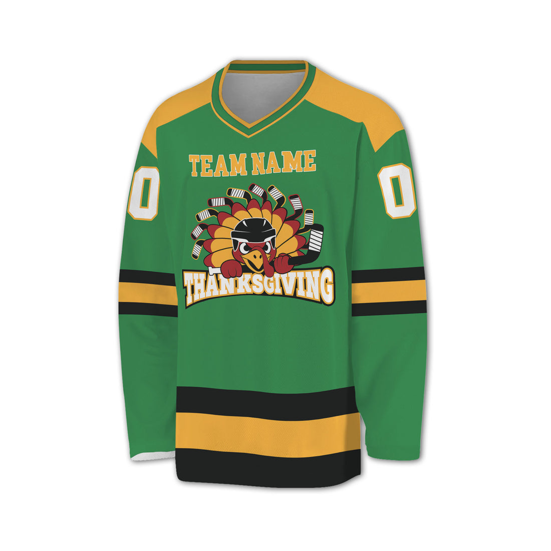 customized-hockey-jersey-thanksgiving-chicken-logo-green-basic-vdd35-3494