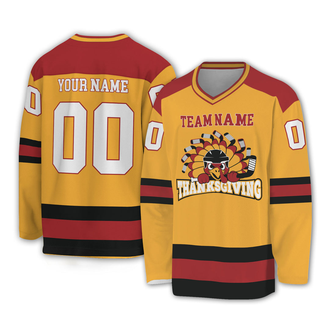 customized-hockey-jersey-thanksgiving-chicken-logo-yellow-basic-vdd35-6088