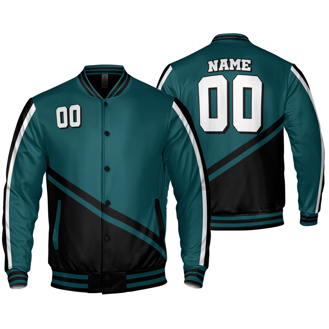 customized-name-and-number-football-varsity-jacket-diagonal-stripes-green-and-black-vdd20-7511