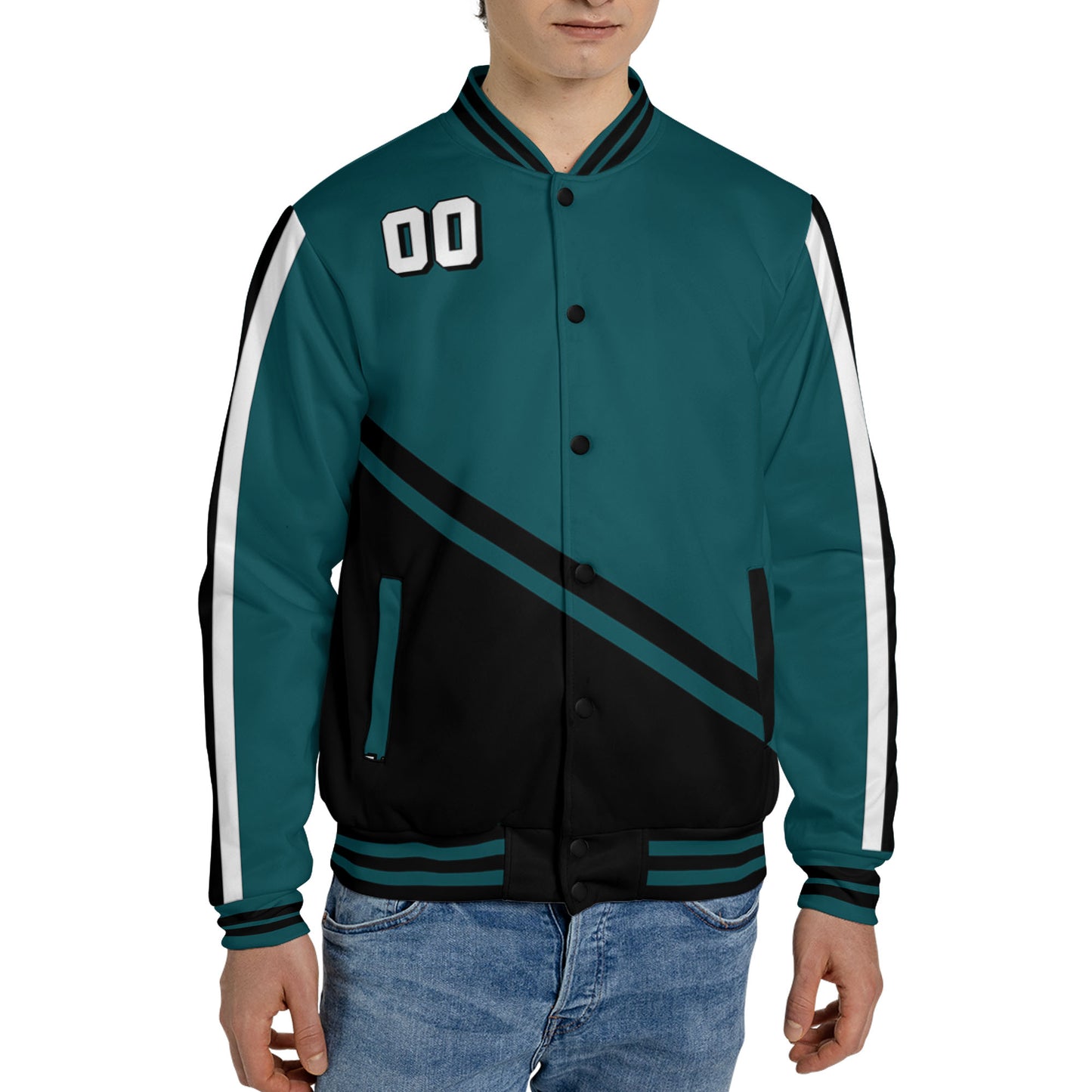 customized-name-and-number-football-varsity-jacket-diagonal-stripes-green-and-black-vdd20-7511