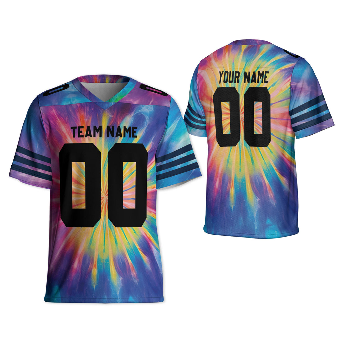 Customized name and team tie dye football jersey shirt 01 CA01