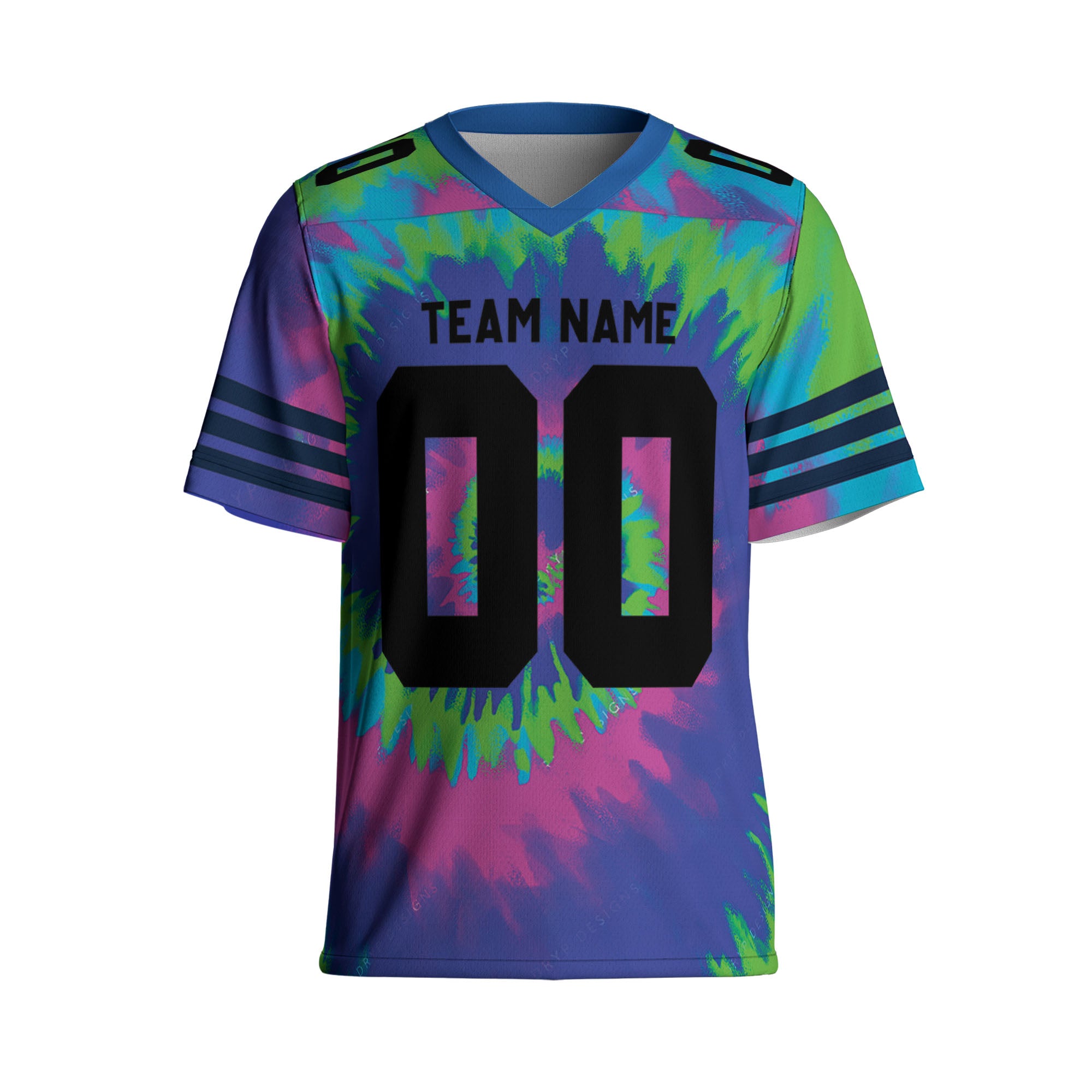 Customized name and team tie dye football jersey shirt 03 CA01