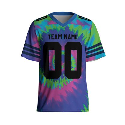Customized name and team tie dye football jersey shirt 03 CA01
