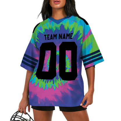 Customized name and team tie dye football jersey shirt 03 CA01