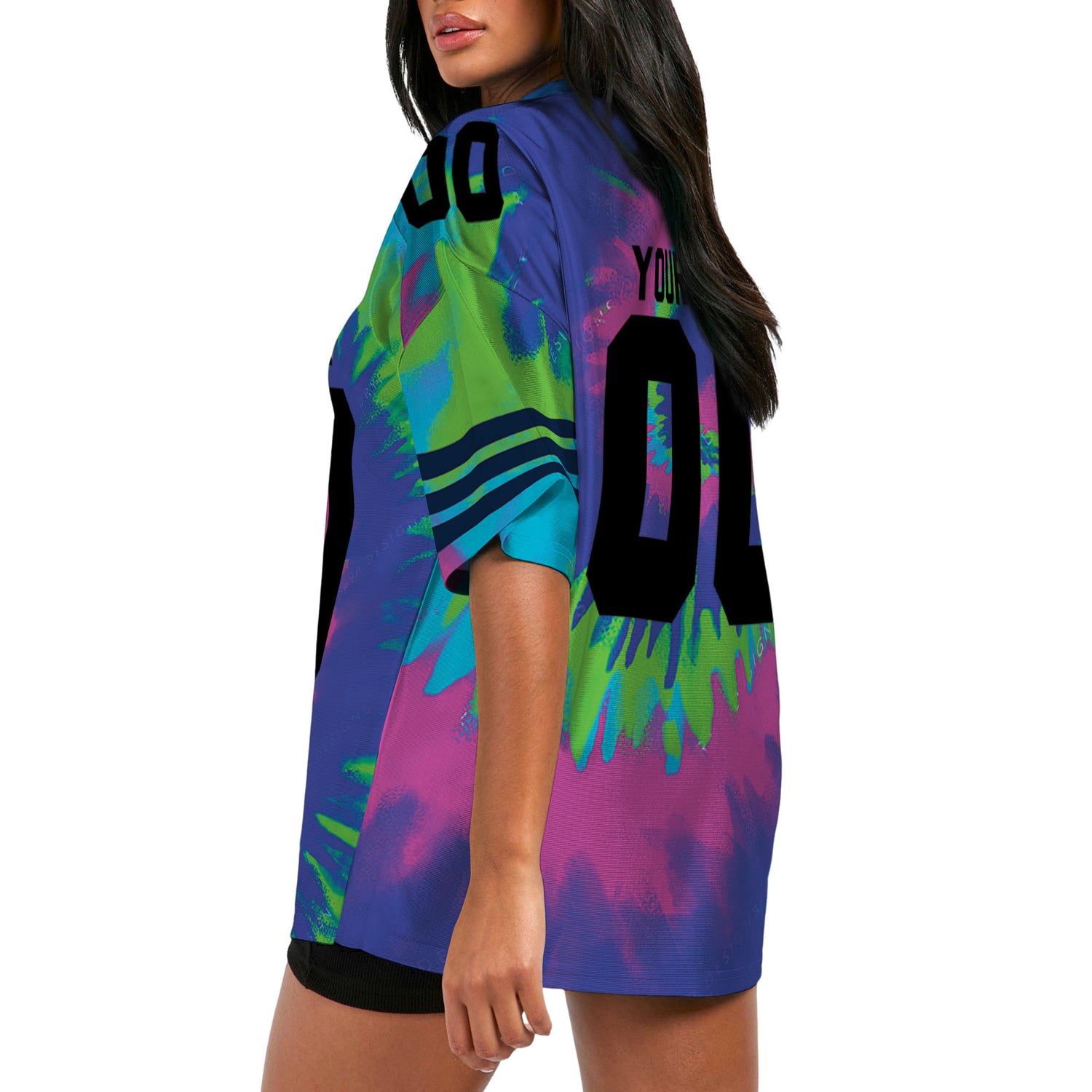 Customized name and team tie dye football jersey shirt 03 CA01