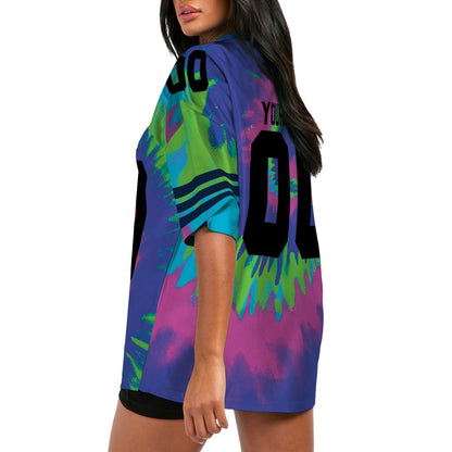 Customized name and team tie dye football jersey shirt 03 CA01