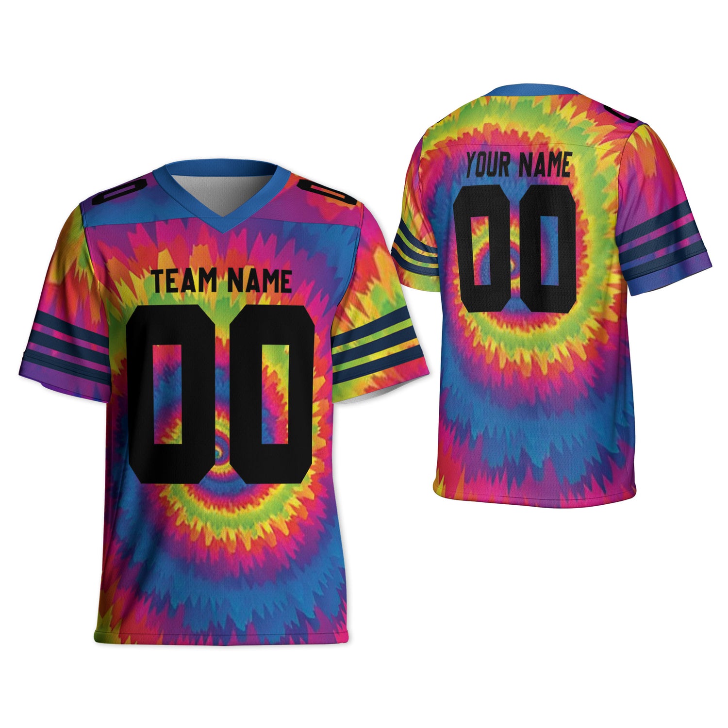 Customized name and team tie dye football jersey shirt 08 CA01