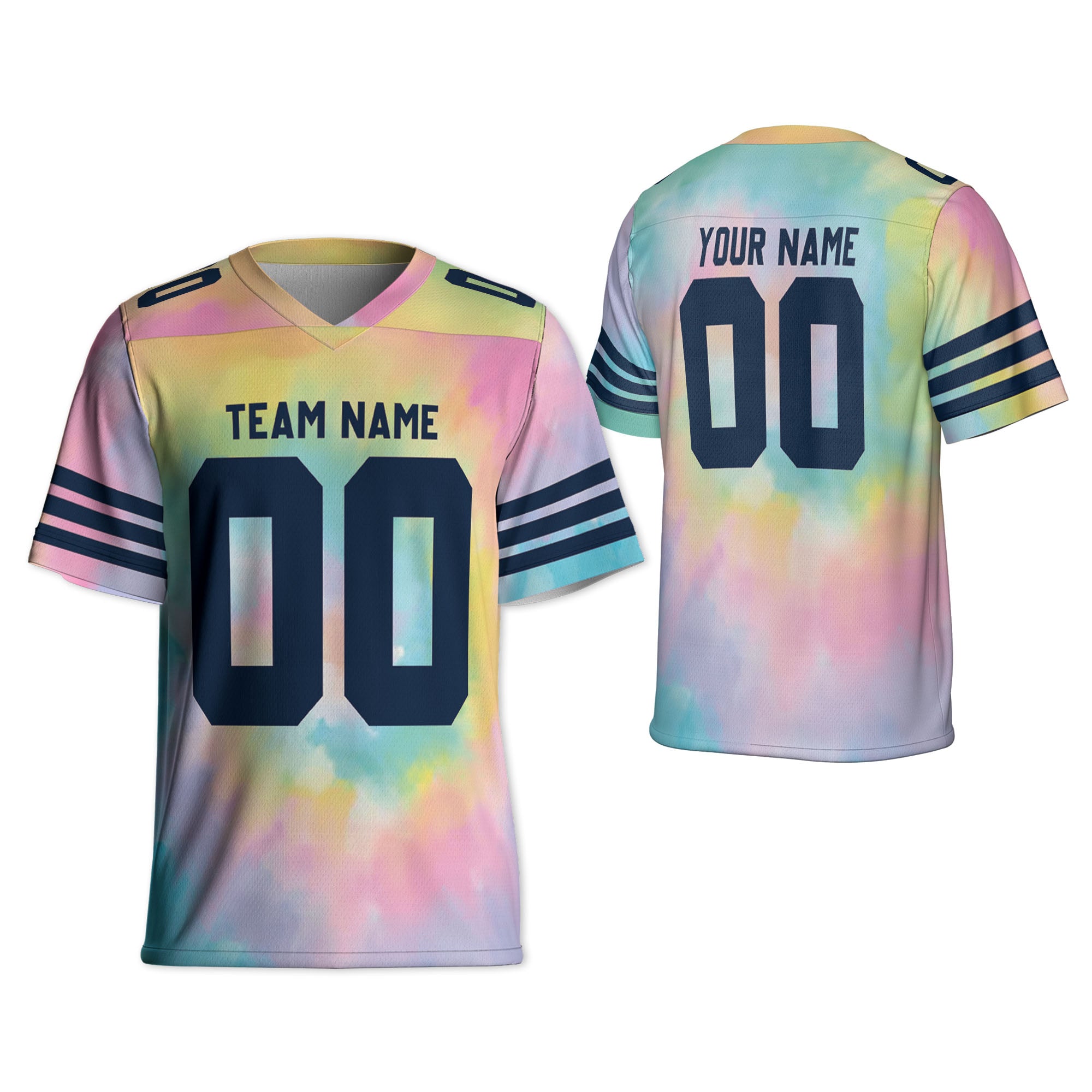 Customized name and team tie dye football jersey shirt 09 CA01