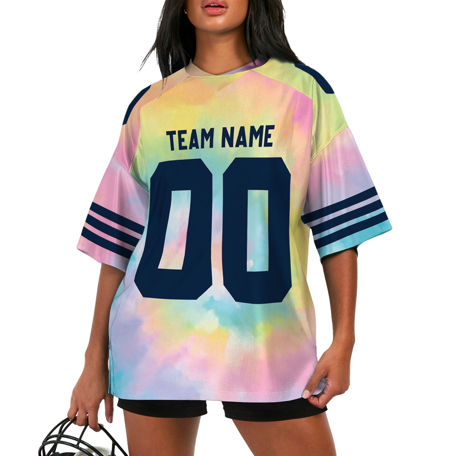 Customized name and team tie dye football jersey shirt 09 CA01