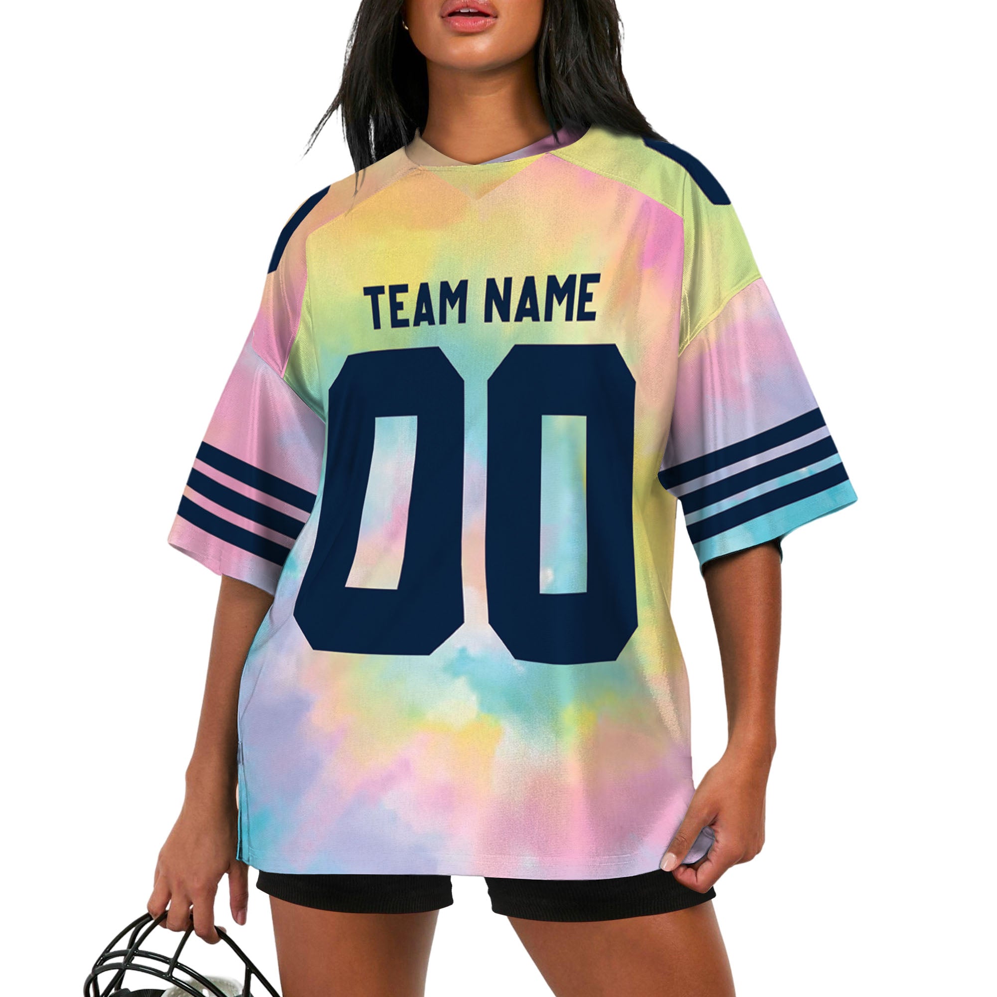Customized name and team tie dye football jersey shirt 09 CA01