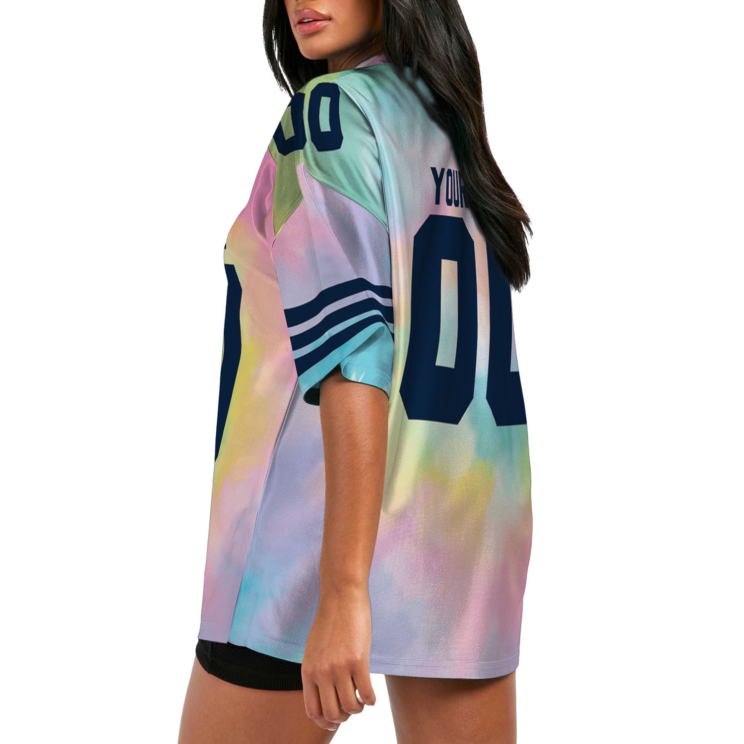 Customized name and team tie dye football jersey shirt 09 CA01
