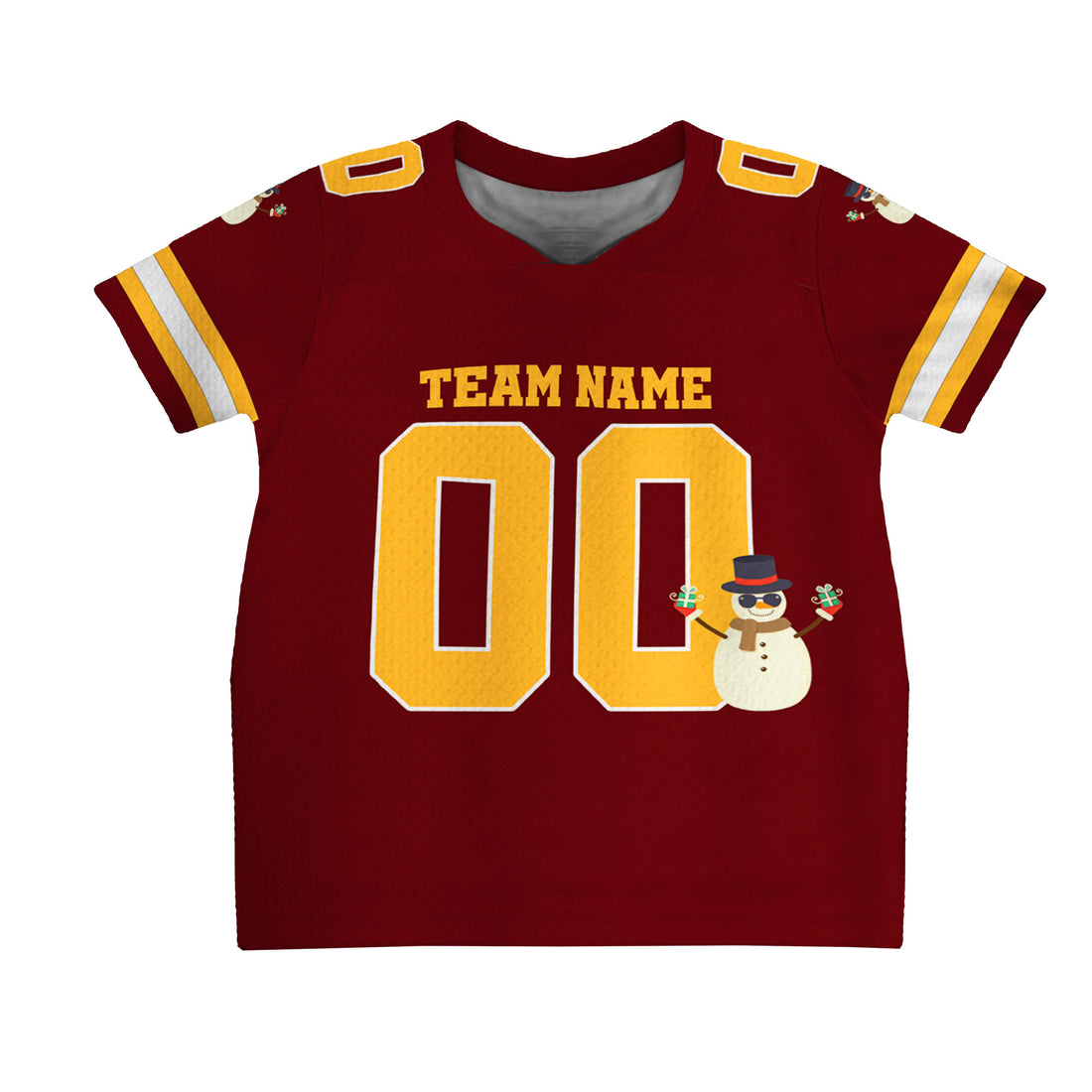 customized-snowman-football-jersey-burgundy-and-gold-american-football-vdd21-3709