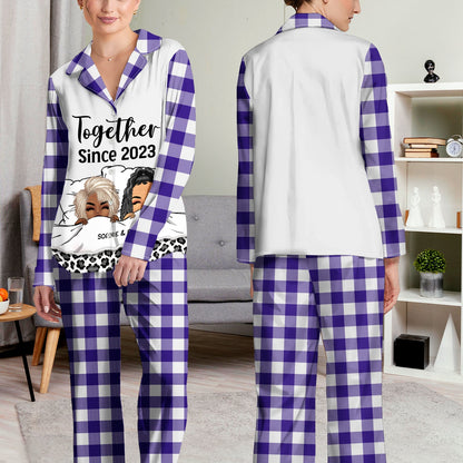 Couple Hubby &amp; Wifey Est - Gift For Couples - Personalized Long Pajamas Set