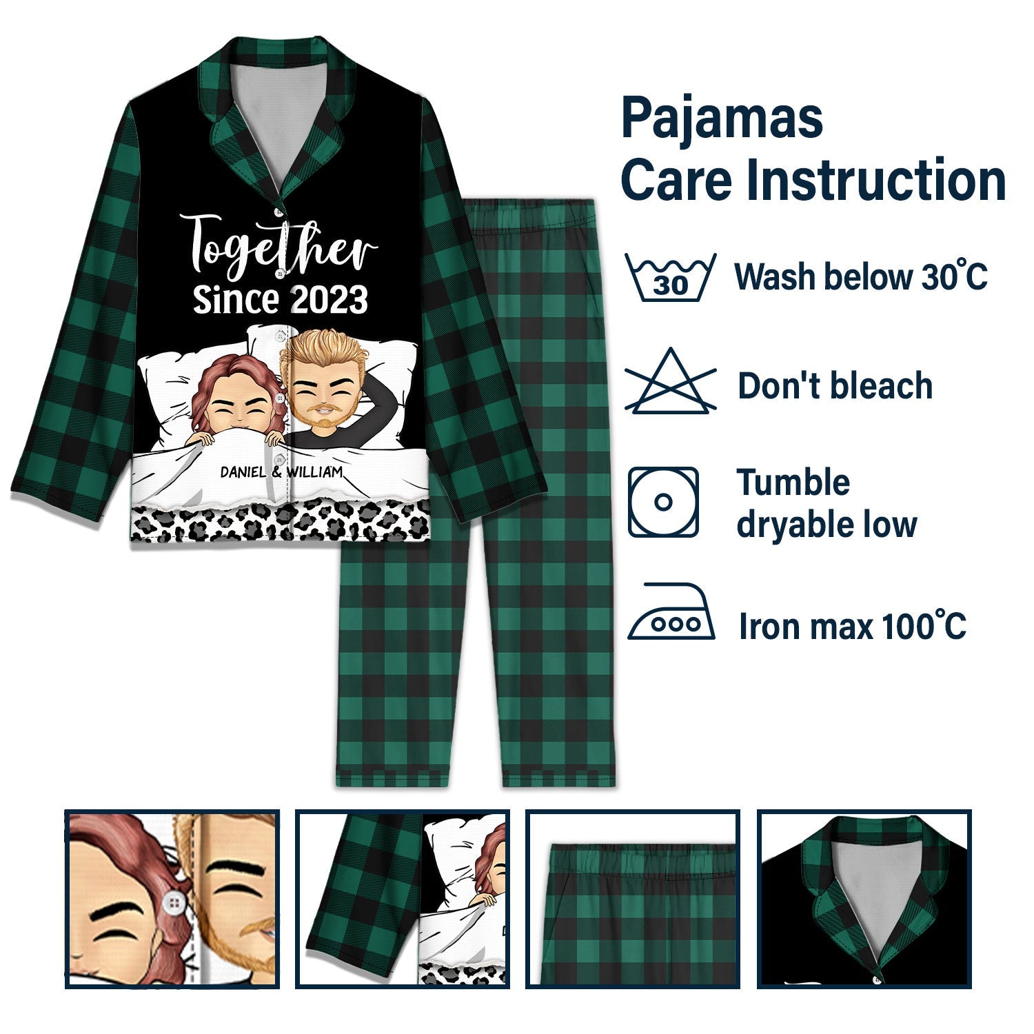 Couple Hubby &amp; Wifey Est - Gift For Couples - Personalized Long Pajamas Set