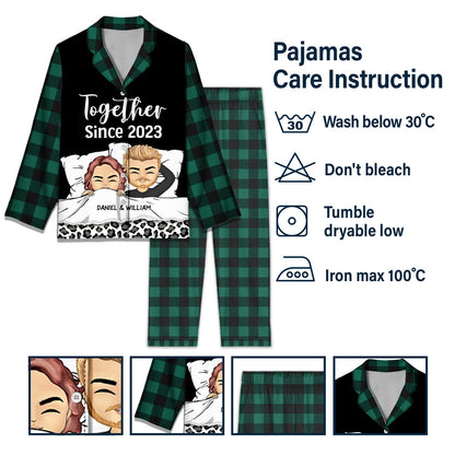 Couple Hubby &amp; Wifey Est - Gift For Couples - Personalized Long Pajamas Set