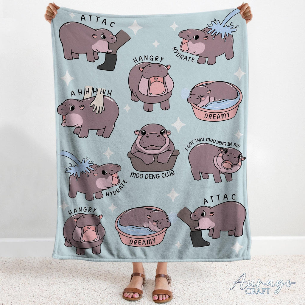 I Love Moo Deng Blanket, Funny Hippo Baby Moo Deng Blanket, Gift for Moo Deng Fan Club, Cute Baby Hippo Lover Gift, Christmas Gift 2024 1813728439