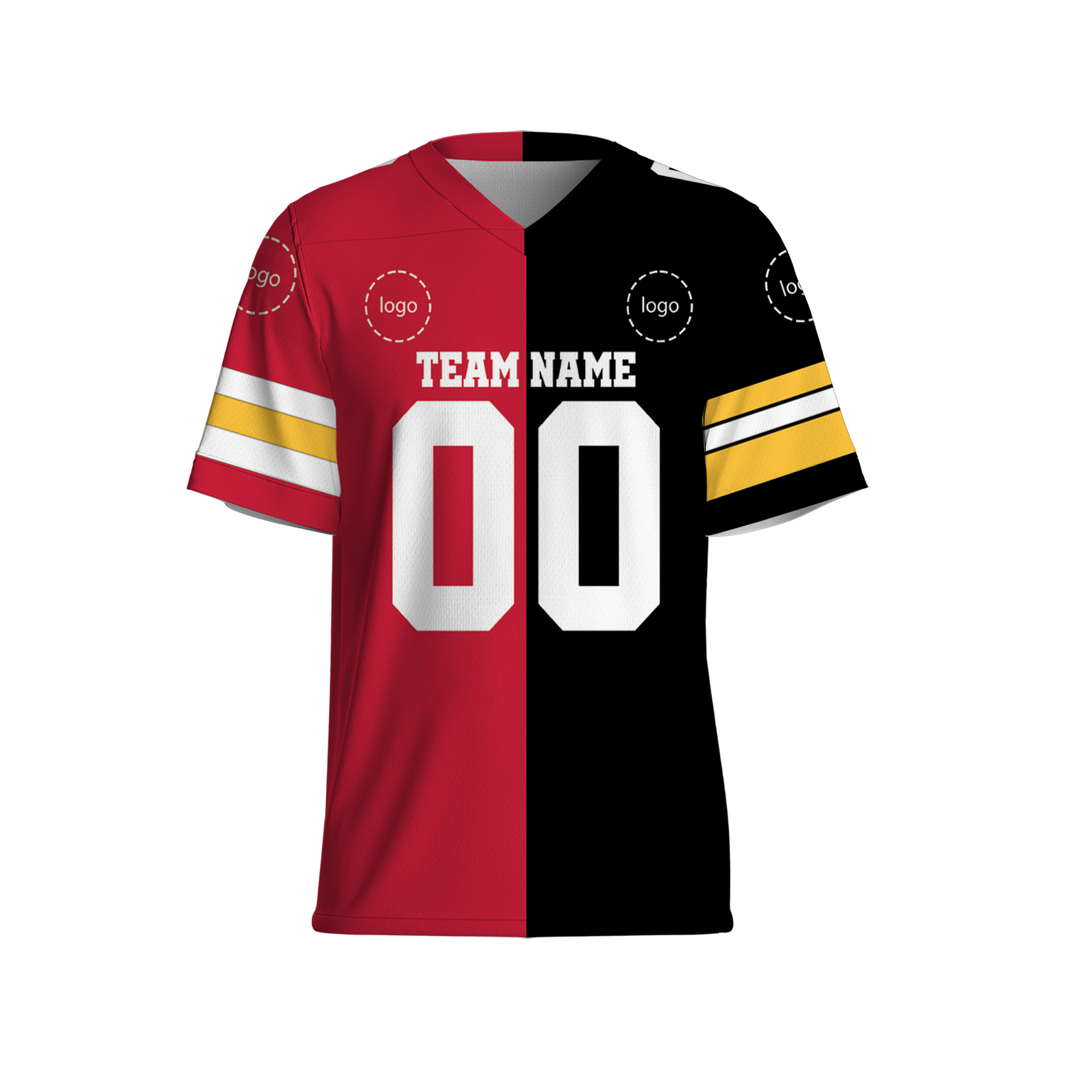 Personalized Any Two Team American Football Jersey Black And Red VDD65