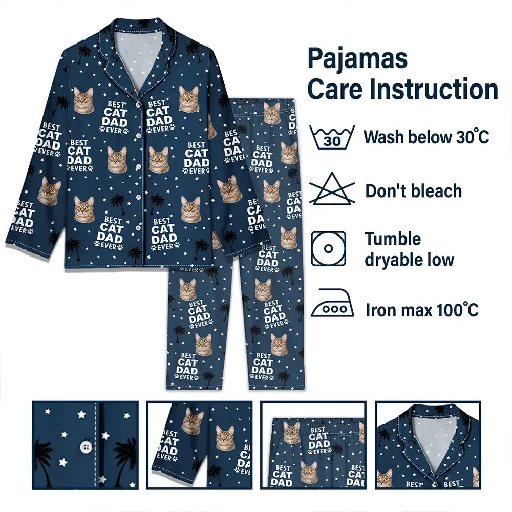 Custom Photo Best Dog Cat Dad Mom Ever - Personalized Long Pajamas Set