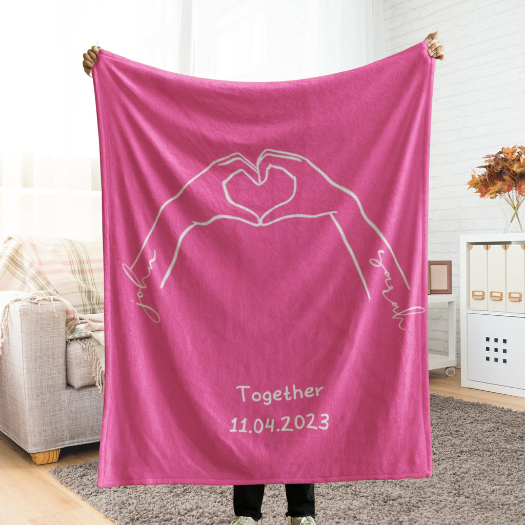 Personalised Couples Anniversary blanket, Valentine's Day Gift for Her Him Boyfriend Girlfriend Wife Husband. Custom Name Couple Throw 1635123061