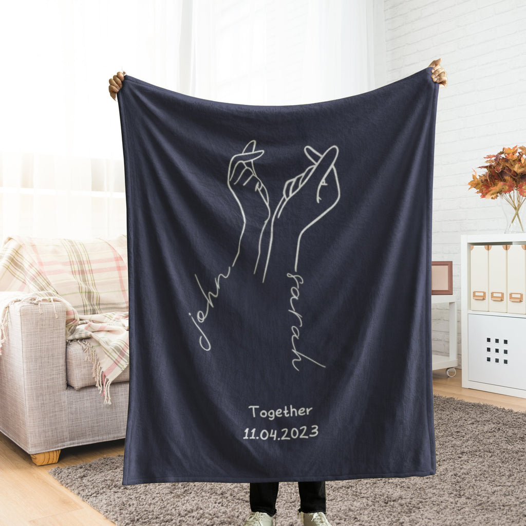 Personalised Couples Anniversary blanket, Valentine's Day Gift for Her Him Boyfriend Girlfriend Wife Husband. Custom Name Couple Throw 1635123061